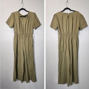 NWT Nicole Miller Linen-Viscose‎ Wide Leg Jumpsuit Size Large